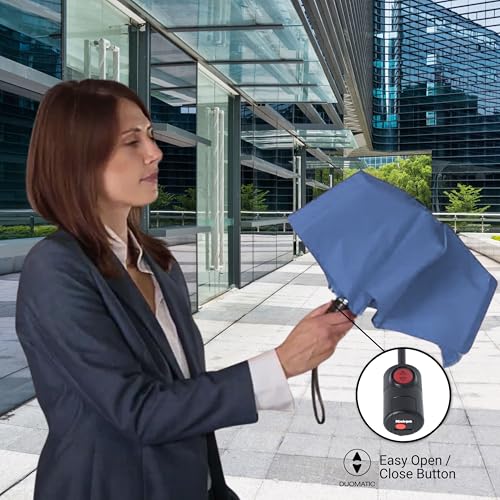 Knirps U.200 Ultra Light Duomatic Automatic Open Rain Umbrella - Compact Windproof Travel Umbrella for Adults - 97cm Diameter Retractable With Carrying Case - color: Malibu