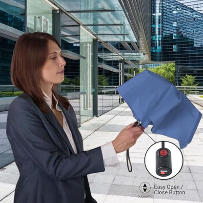 Knirps U.200 Ultra Light Duomatic Automatic Open Rain Umbrella - Compact Windproof Travel Umbrella for Adults - 97cm Diameter Retractable With Carrying Case - color: Malibu