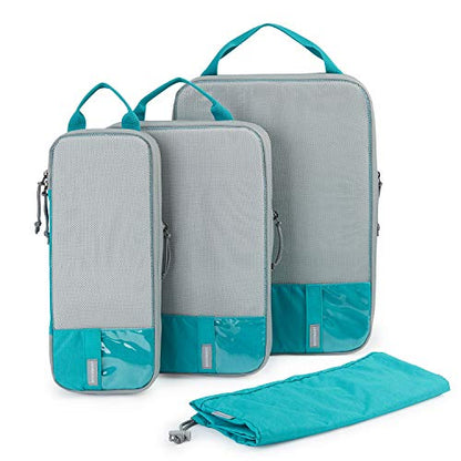 BAGSMART Compression Packing Cubes for Travel Essentials - color: Process Cyan, size: Set of 4