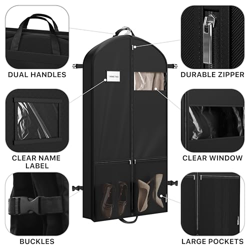 Simple Houseware 54" Travel Garment Bag with Pockets, Heavy Duty Suit Bag - size: 54-Inch Long w/ Pocket, Single