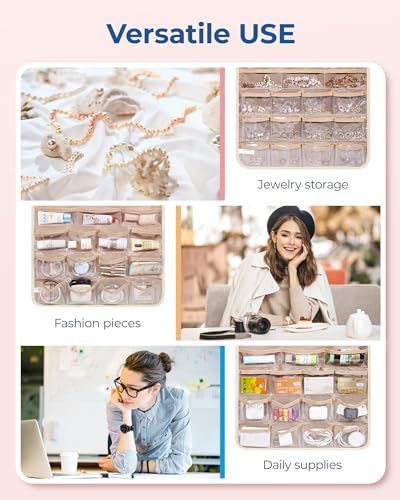 BAGSMART Hanging Jewelry Organizer, Necklace Holder, Extra Large Beige - color: Beige, size: X-Large - Standard