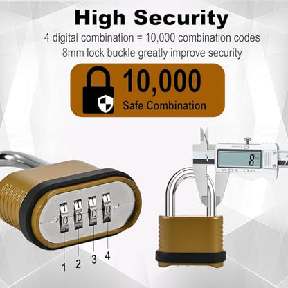 1pcs Golden Combination Lock, 4-Digit Heavy Duty Combo Lock - style: 1pcs Short-Golden