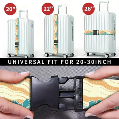 Luggage Straps for Suitcases, Heavy Duty Travel Belt with Quick-Release Buckle, Adjustable Suitcase Strap, Cute Luggage Accessories for Travel Sunrise Pattern - color: Sunrise Pattern
