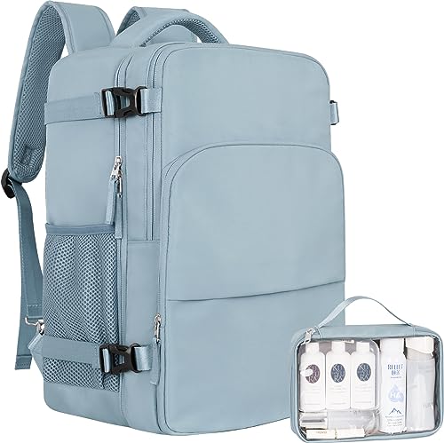Sinaliy Travel Backpack for Women, Flight Approved Carry On Backpack, College Bag, Casual Daypack, Hiking Waterproof Business Bag - color: Light Blue, size: Large