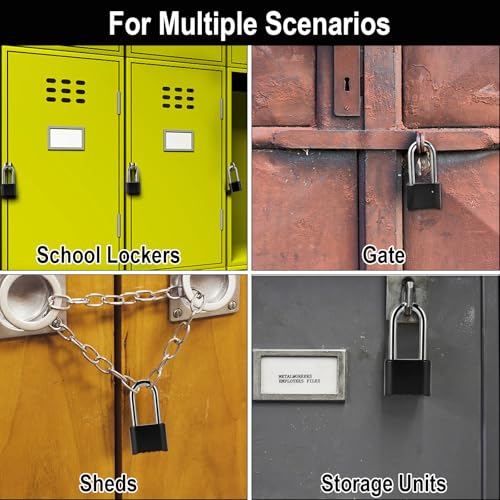 6 Pack Long Shackle Combination Padlock, Heavy Duty Combination Locks - style: 6pcs Long-Black-2
