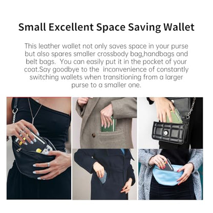 Slim Wallet for Women Small Leather RFID Blocking Credit Card Holder Minimalist Wallet with Coin Purses & Pouches,S Deep Blue - color: Deep Blue
