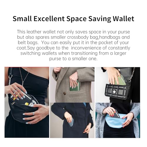 Slim Wallet for Women Small Leather RFID Blocking Credit Card Holder Minimalist Wallet with Coin Purses & Pouches,S Light Green - color: S Light Green
