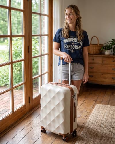 Somago Luggage Sets 5 Piece Hardside 20"/24"/28" with Duffle Toiletry Pouch - color: Beige, size: 5 Piece Set