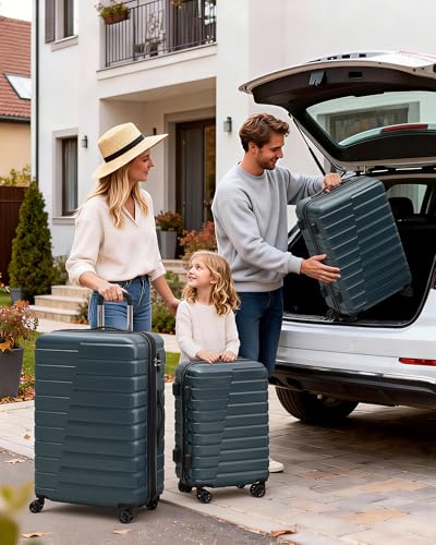 Coolife Lightweight Luggage with TSA Lock,3 Piece Set Teal Blue - color: Teal Blue, size: 3 Piece Set (20in/24in/28in)