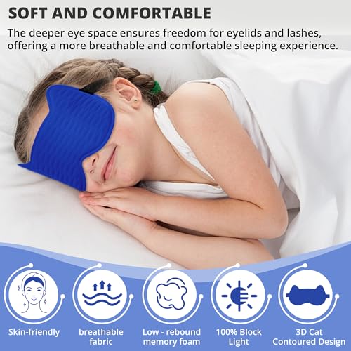 Kids Sleep Mask for Sleeping, Soft 3D Contoured Eye Mask for Kids - color: Royal Blue-kids