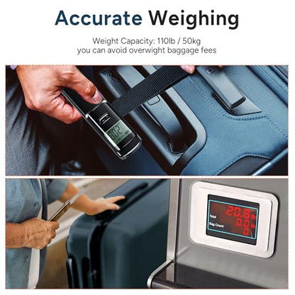 Battery-Free Luggage Scale – No Batteries Needed, Portable Digital Hanging Suitcase Weight Scale for Air Travel & Checked Bags, 110lb/50kg, LCD Display, Compact Travel Accessory - color: Black