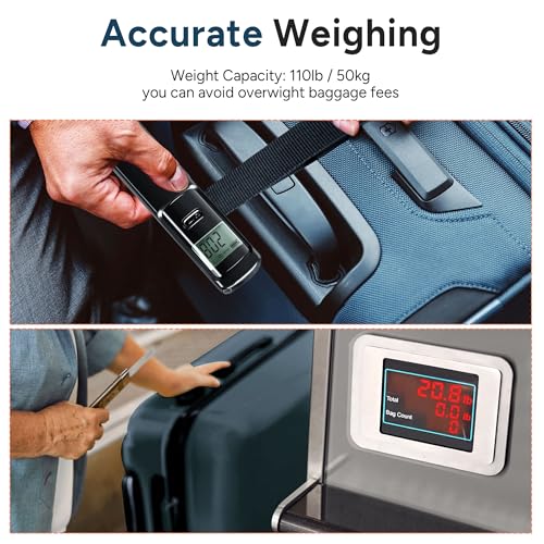 Battery-Free Luggage Scale – No Batteries Needed, Portable Digital Hanging Suitcase Weight Scale for Air Travel & Checked Bags, 110lb/50kg, LCD Display, Compact Travel Accessory - color: Black