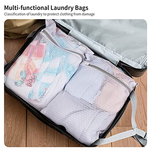 Small Honeycomb Lingerie Bags with Hanging Loop- MDSXO 3 Pack Mesh Laundry Bags for Washing Delicates, White Wash Bags for Socks, Bra, Mask, Baby Clothes 10 * 12 inch [3 Pack] - size: 3 Pack Small (with Loop)
