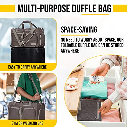 LEGEND 60L Foldable Duffle Bag With Shoe Compartment - Chocolate - color: Chocolate, size: 60L