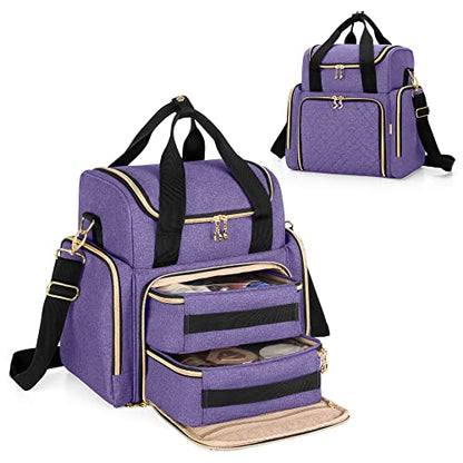 LUXJA Travel Makeup Bag with 2 Removable Makeup Cases, Purple - color: Purple