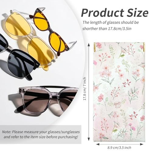 Soft Glasses Case, 2 Pcs Portable PU Leather Squeeze Top Eyeglasses Cases, Cute Sunglasses Pouch Bag for Women - color: 2pcs Pink Flower+pink Bow