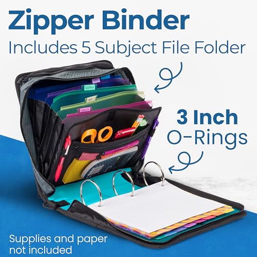 Case-it Zipper Binder | 3-Inch O-Rings | 600-Sheet | D-146 Spearmint Blue - color: C Spearmint Blue, size: 1 Pack