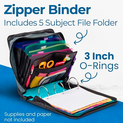 Case-it Zipper Binder | 3-Inch O-Rings | 600-Sheet | D-146 Spearmint Blue - color: C Spearmint Blue, size: 1 Pack