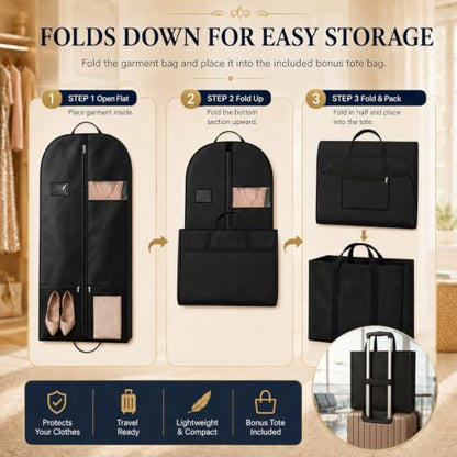 54" Large Garment Bag, Breathable Hanging Clothes Cover with Handle - size: V-G-54in-1P-2