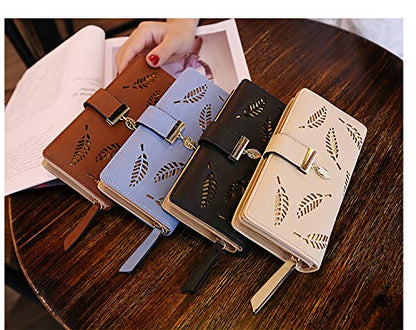 Small Wallet Women RFID Blocking Leather Bifold Wallet Credit Card Holder for Women Ladies Compact Wallet Mini Purse With Zipper Pocket (Blue)