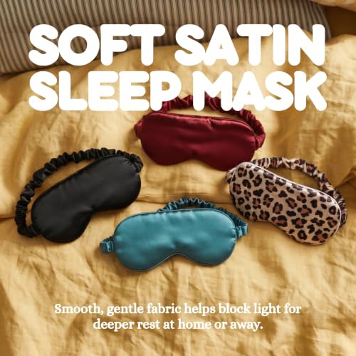 Satin Sleep Mask - 4 Pack - Black, Teal, Burgundy, Leopard - color: 4 Pack - Black, Teal, Burgundy, Leopard