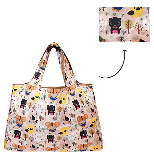 allydrew Large Foldable Tote Nylon Reusable Grocery Bags, Cutie Animals - color: Cuttie Animals
