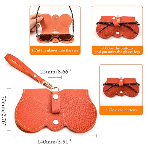 FEISEDY 2Pack Soft Leather Sunglass Bag, Portable Holder Eyeglasses Case - color: Black + Orange