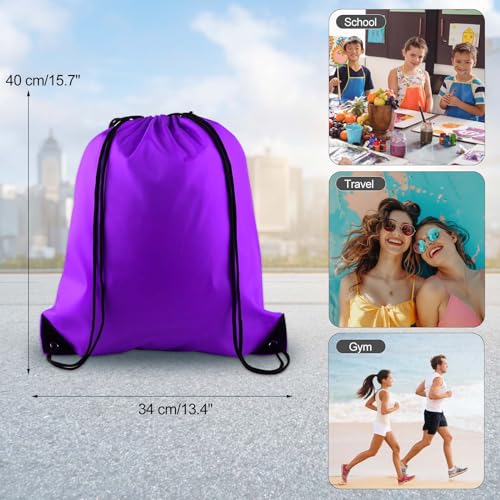 KUUQA 2Pcs Drawstring Backpack Bags, Purple | Sports Cinch Sack, String Backpack, Storage Bags, For Gym Traveling - color: Purple