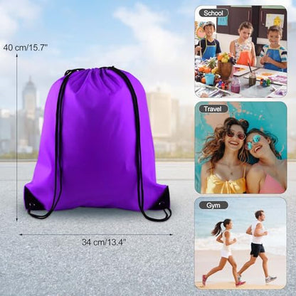 KUUQA 2Pcs Drawstring Backpack Bags, Purple | Sports Cinch Sack, String Backpack, Storage Bags, For Gym Traveling - color: Purple