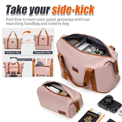 Cosbarn Luggage Sets Hardshell 5 Piece Durable Suitcases with Wheels - color: RoseGold