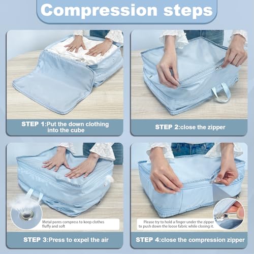 Packing Cubes for Travel Packing Organizers Compression Travel Cubes, Blue - color: Blue