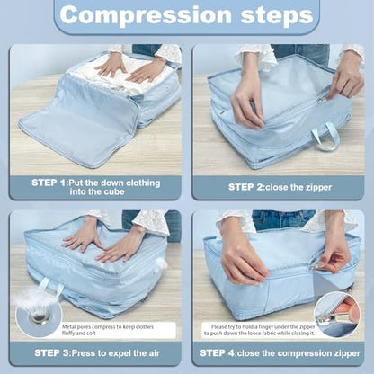 Packing Cubes for Travel Packing Organizers Compression Travel Cubes, Blue - color: Blue