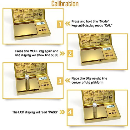 WEIGHTMAN Digital Scale Gram, 200g/0.01g Pocket Scale Gold Titanium Plating - color: Gold