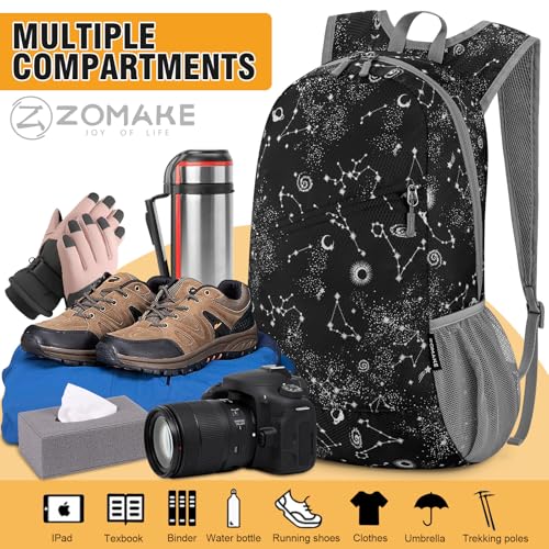 ZOMAKE Lightweight Packable Backpack 20L, Foldable Small Daypack for Hiking - color: Star Print