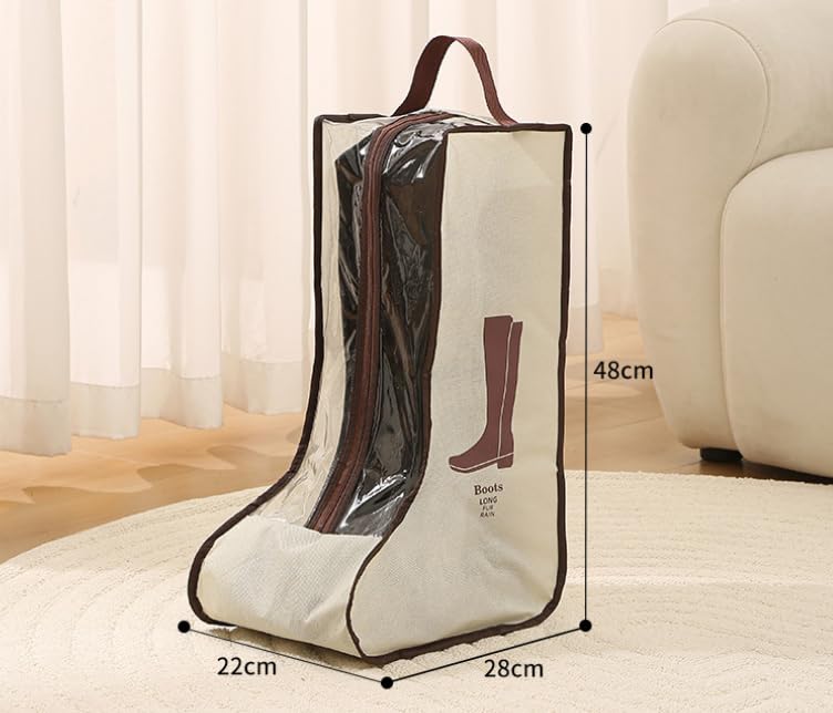 Rikyo 2 Set Beige Boot Bags with Clear Window, 11x19 Inch,Portable - color: Beige-Tall