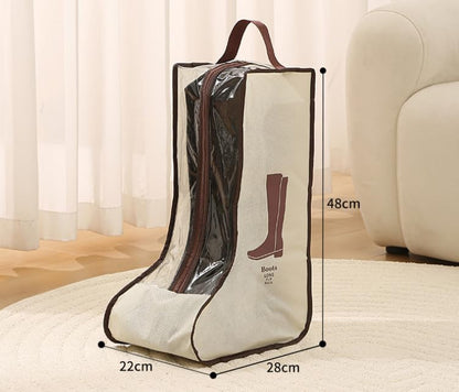 Rikyo 2 Set Beige Boot Bags with Clear Window, 11x19 Inch,Portable - color: Beige-Tall