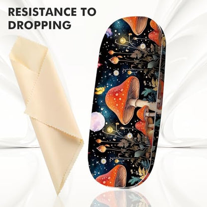 Glasses Case Hard Shell,Portable Protective Eyeglasses Case, Eyeglass Holder Box with Cleaning Cloth,for Women Men - color: Mushroom 1