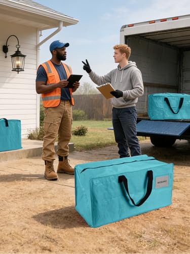 WORKPRO 10 Pack Extra Large Moving Bags with Backpack Straps & Handles - color: Blue, size: 10 Pack