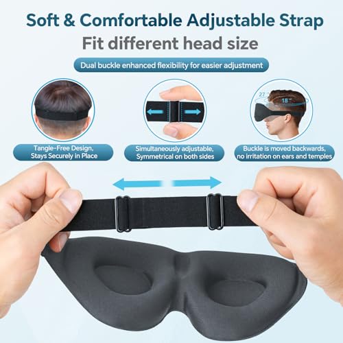 ZGGCD Sleep Mask for Side Sleeper, Light Blocking Eye Mask for Women Men | 3D Contoured Night Blindfold, Luxury Sleeping Eye Cover, Adjustable Strap, Eyeshade for Travel Nap, Flight Essentials, Grey - color: Grey