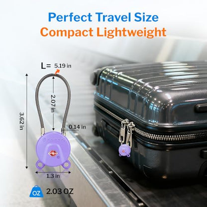 Forge TSA Approved Luggage Locks Ultra-Secure Dimple Key Travel Cable Locks, Zinc- 2 Purple Locks - color: Purple 2 Locks