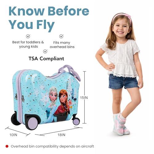 Bioworld Frozen Elsa and Anna Ride-On Luggage For Kids & Toddlers - color: Frozen Elsa and Anna