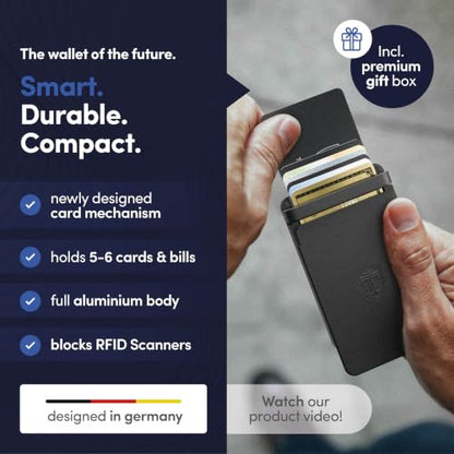 TRAVANDO SLYDE Aluminum Card Holder - RFID Blocking Wallet for Men with Money Clip – Holds Up to 6 Cards – RFID Protected Credit Card Mens Wallet (5-6 Cards) - size: 5-6 Cards