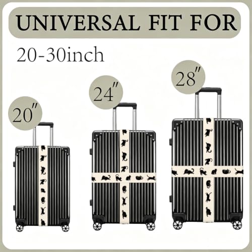 2Pcs Cute Luggage Straps for Suitcases Cat Design 23.6-35.4 Inch - color: Cat Shape