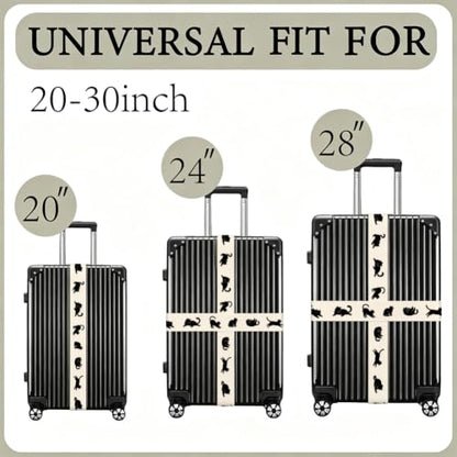 2Pcs Cute Luggage Straps for Suitcases Cat Design 23.6-35.4 Inch - color: Cat Shape
