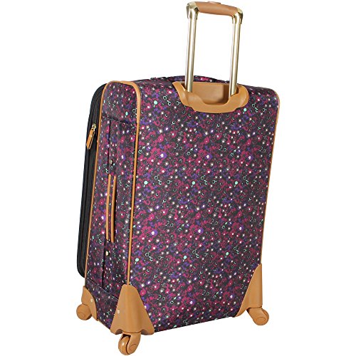 Steve Madden Designer Luggage Collection - Expandable 28 Inch Softside Bag for Men & Women - Durable Lightweight Checked Suitcase with 4-Rolling Spinner Wheels (Dark Purple) - color: Dark Purple