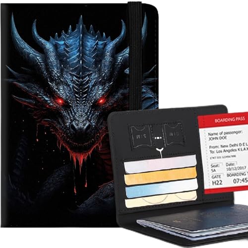Bxgolkgd Passport Cover,RFID Blocking,Large Capacity Multi-Slot Travel Passport Wallet for Men & Women - Dragon - color: Dragon