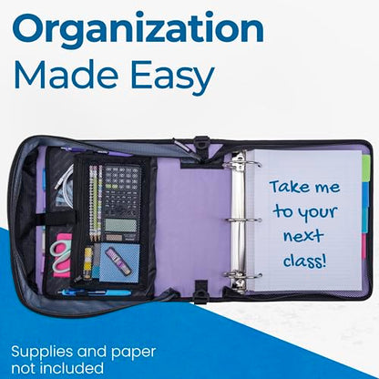 Case-it School Zipper Binder | 3-Inch O-Rings | 600-Sheet | D-146 Lavender - color: K Purple Lavender, size: 1 Pack