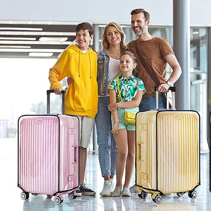 3-Piece Set (20/24/28 Inch) Clear Suitcase Cover (Black Trim) - size: 20"/24"/28"