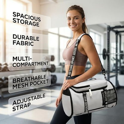 Gym Duffle Bag Backpack,4‑Way Waterproof with Shoe Compartment Travel Laptop - color: Grey