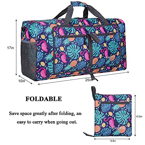 Woogwin Travel Duffel Bag Large Foldable Waterproof Overnight Bag for Beach Swim Bags Pool Sports Gym - color: 60L Pineapple